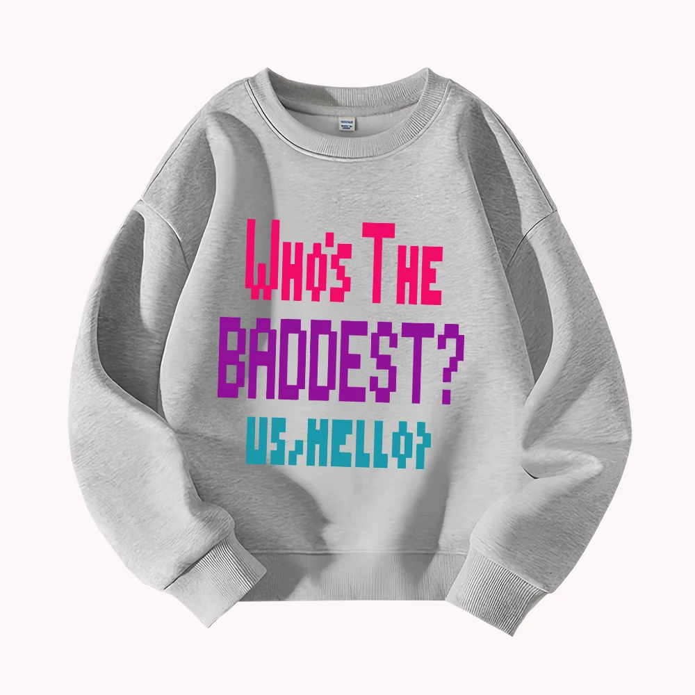 من هو الأسوأ؟ الولايات المتحدة مقابل مرحبا؟ سويت شيرت برسومات Pixel Art للرجال والنساء للجنسين، بلوفر كاجوال بياقة دائرية، ملابس شارع عصرية