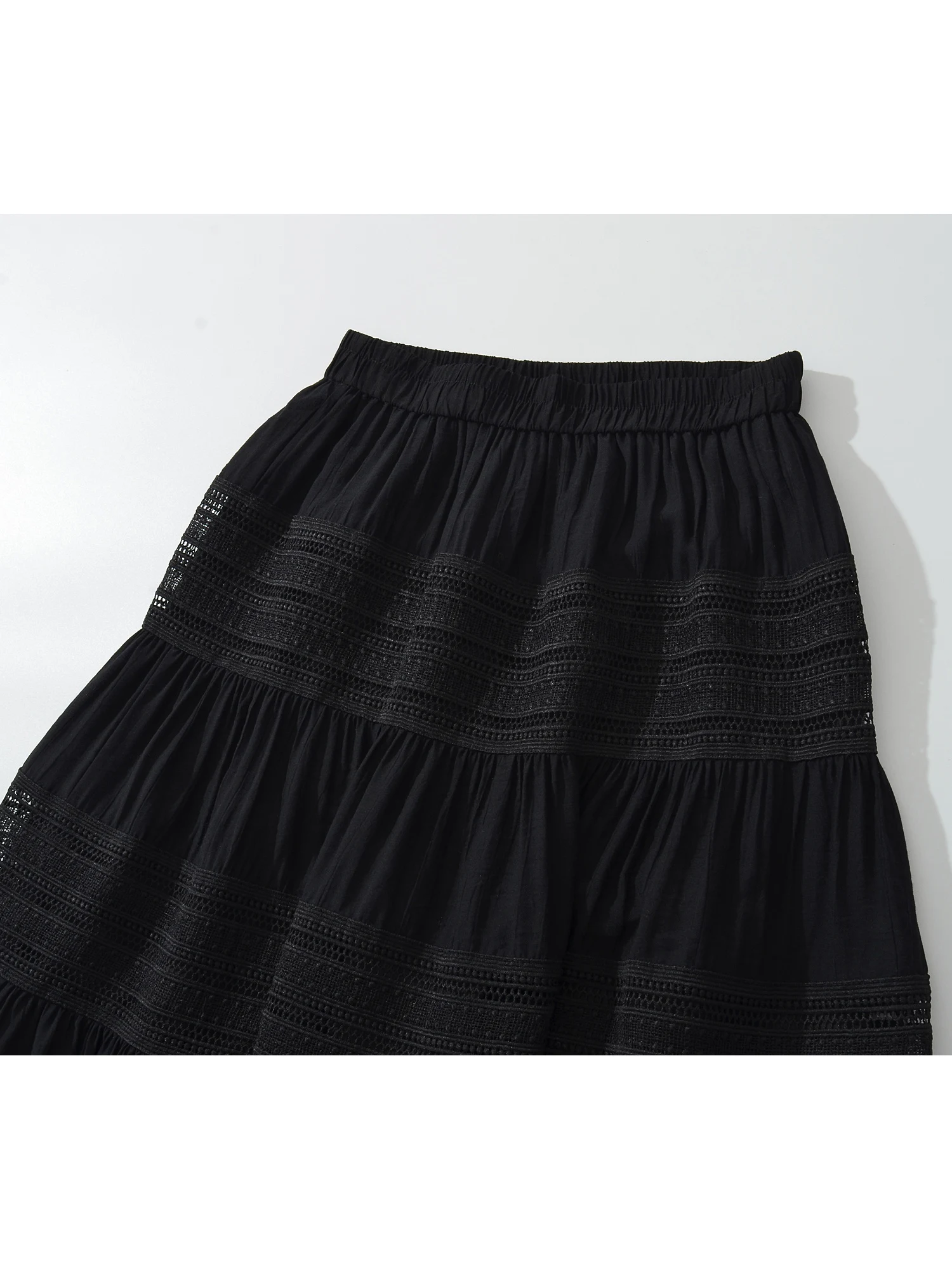 

Retro Pleated Faionable Young-looking A-line Skirt High Waist Casual Drapey Large Swing Sli Umbrella Long Skirt