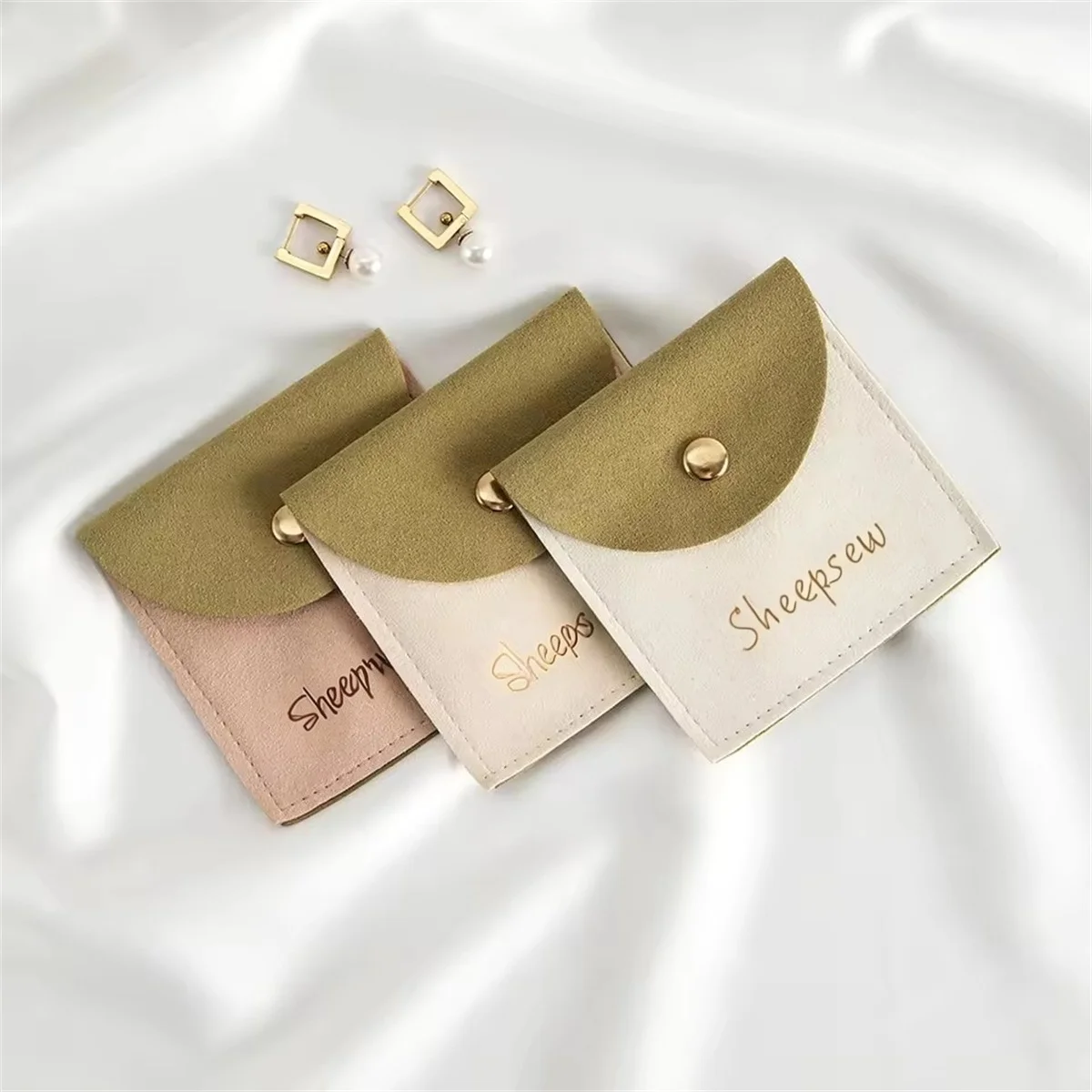 

50 упаковок, мешочек для ювелирных изделий из микрофибры, 12x12 см, свадебная кнопка, упаковка, подарочные пакеты для серег, колец, повязка для волос, ресниц, помада