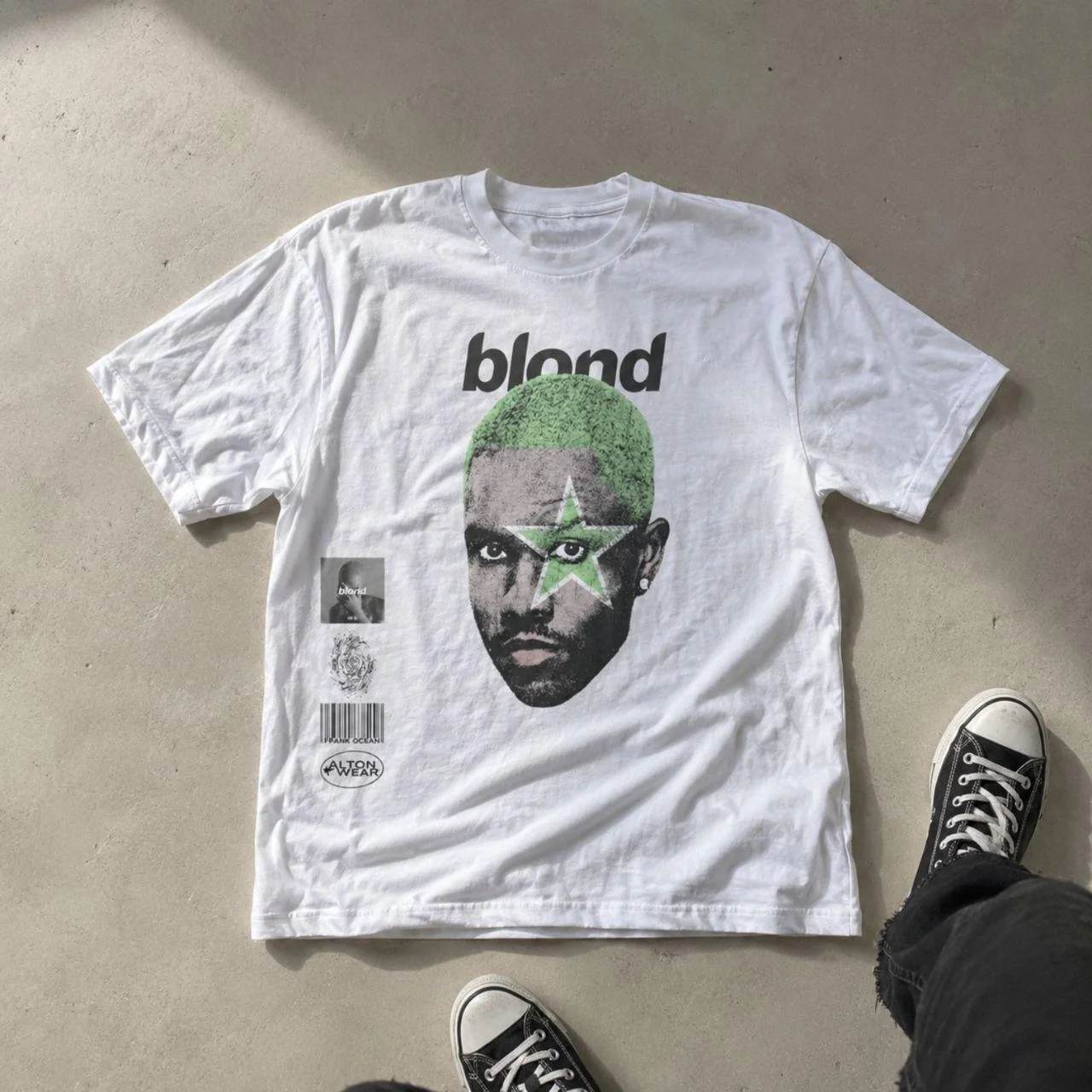 Frank Oceans Shirt Rap Tee Concert Merch Blonds Album Cover Graphic T-Shirt COTTON New Arrival Anime Clothes T Shirts for Men