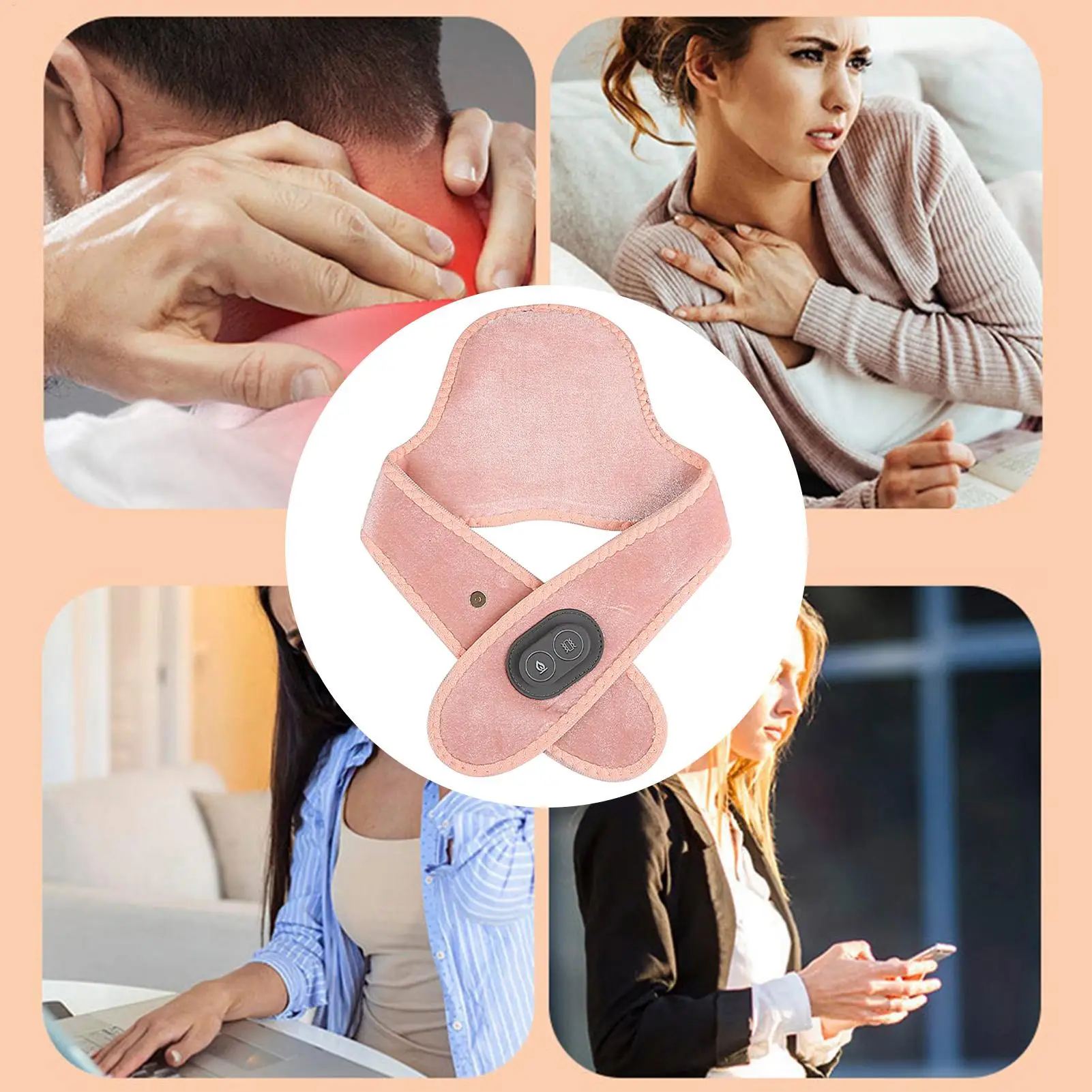 

Neck Warmer Heating Pad Rechargeable 3 Temp Massager Neck Heat Wrap Massage Warmer For Muscle Soreness Stiffness Relaxation Men