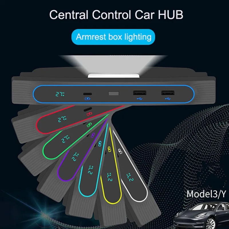 For Model3/Y Docking Station PD27W Fast Charging Digital Display Docking Station TESAL Hub Multiport