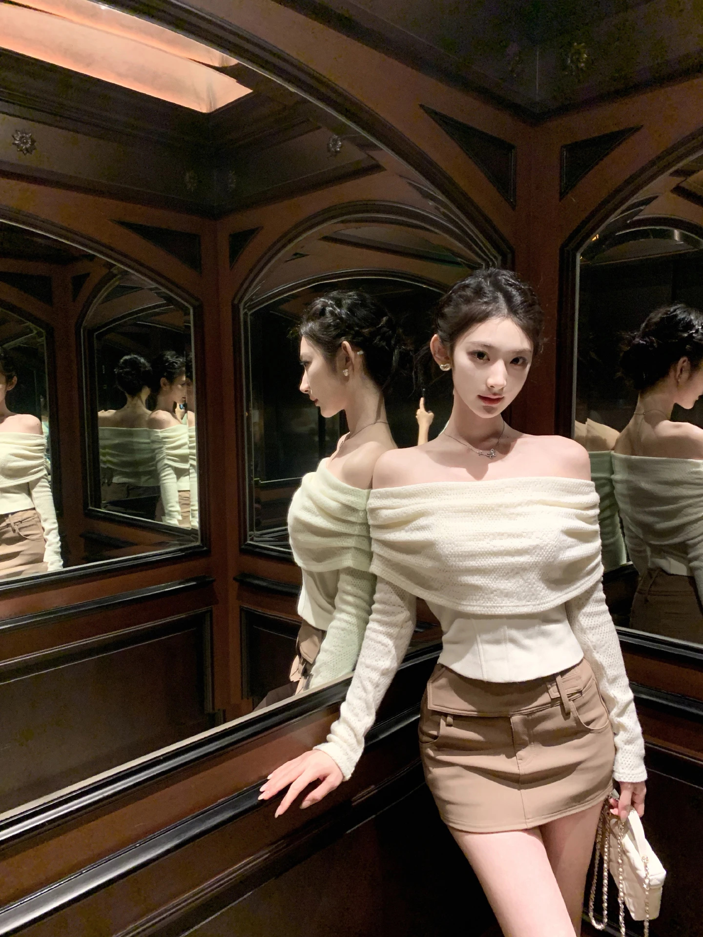 

Модный универсальный женский топ Slim Fit из трикотажа с одним открытым плечом, сексуальный, в корейском стиле, с длинным рукавом