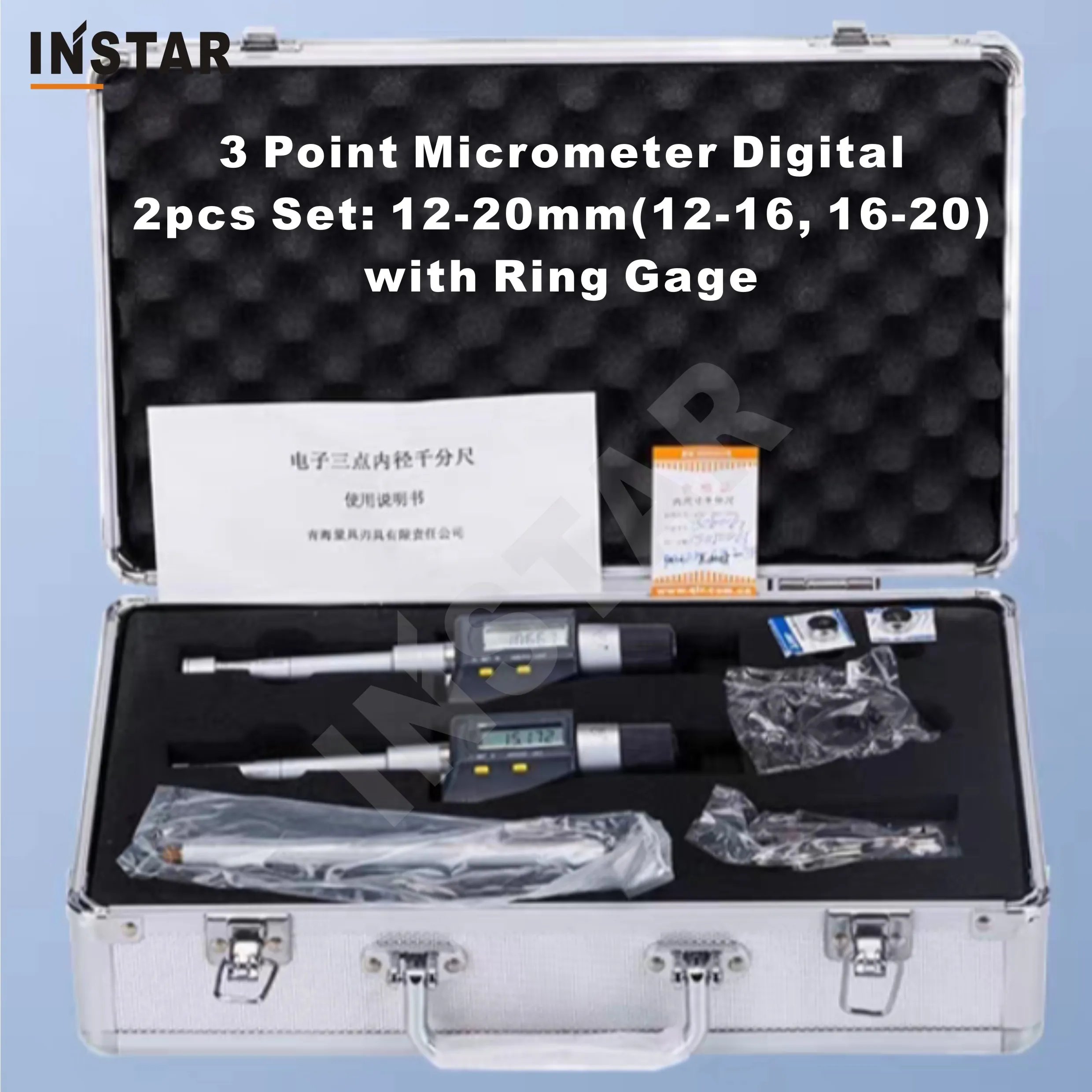 Three Point Digital Internal Micrometer Set 6-12mm, 12-20mm 0.001mm IP54 3 Point Mechanical Inside Micrometer Set 0.005mm