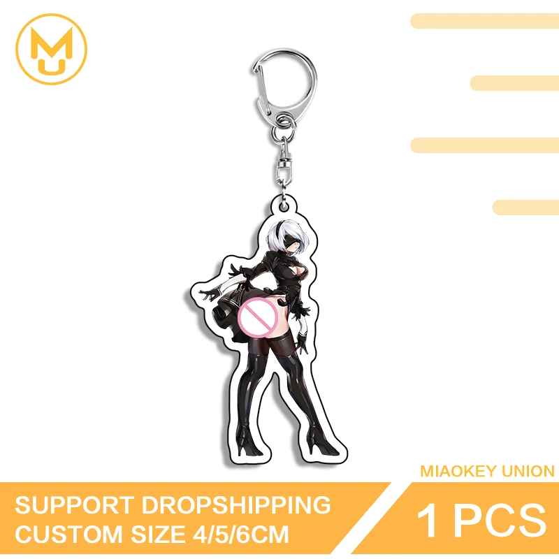 Nier 2B Sexy Fashion Girl Artistic Enchanting HD Pattern Double Sided Keyring Fancy High Quality Premium Fashion Decorations