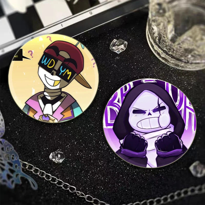 Insigne de figurine de jeu sans Undertale, broches de dessin animé, épingles en émail exquises faites à la main, modules mignons, cadeau de bijoux de sac à dos, 44mm, 58mm