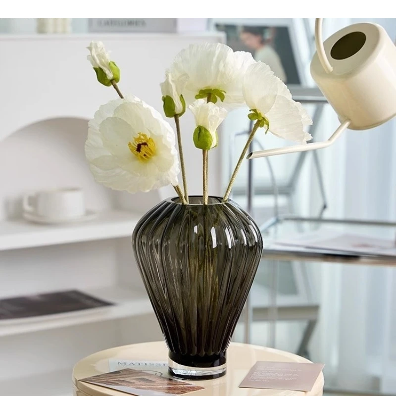 Simple Crystal Glass Vase Hydroponic Flower Arrangement Art Desktop Decoration Modern Room Aesthetic