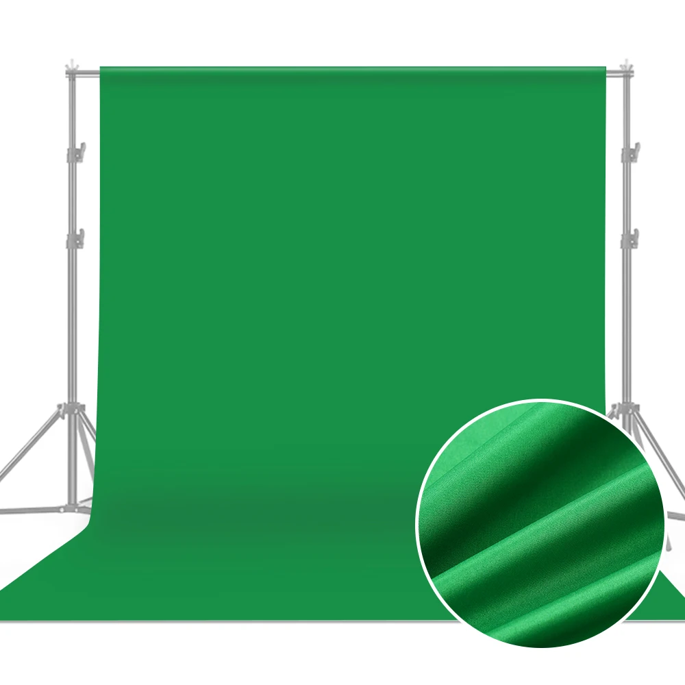 3 * 3 m / 10 * 10ft Professional Green Screen Backdrop Washable Durable Polyester-Cotton Fabric Seamless One-Piece Design