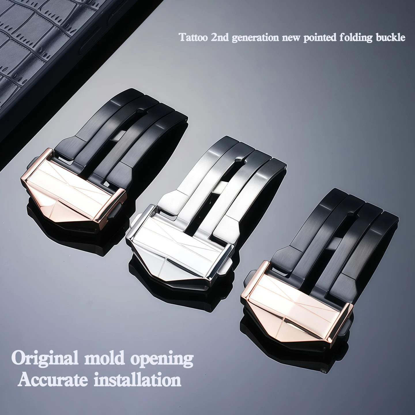 ل Hublot الوشم 2nd الجيل جديد مزدوج الصحافة للطي مشبك كبير بانج حزام سيليكون الشريط الفولاذ المقاوم للصدأ مشبك ساعة 22 مللي متر