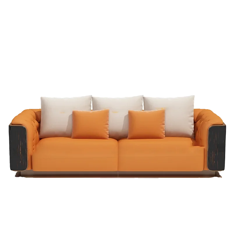 

Итальянский легкий роскошный кожаный диван из цельного дерева, комбинация европейского постмодернистского больших квартир, диван из воловьей кожи первого слоя