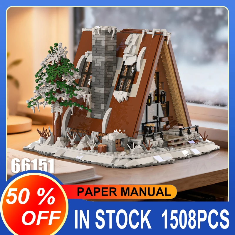 التعليمية والمرح - بناء A-FRAME SNOW CABIN منزل خشبي اللبنات مجموعات الطوب لعبة المدينة هدية عيد ميلاد للهدايا