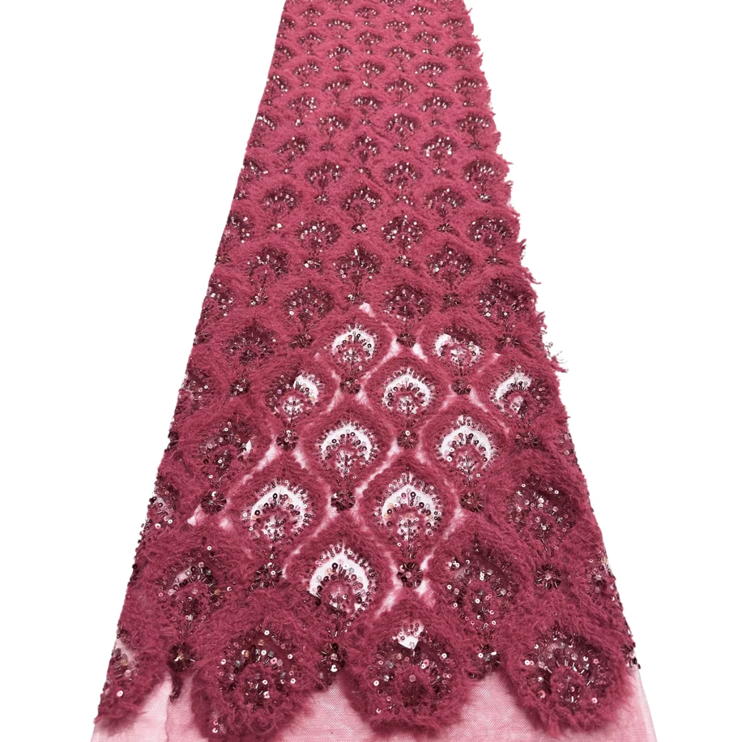 Feather Diamond High Quality Sequined Beaded Embroidered Tulle Lace Fabric For Sewing Women Wedding Dress Sewing Delicate