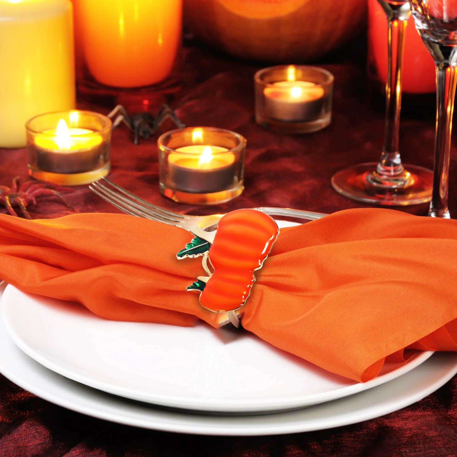 

6 Pcs Decorations Pumpkin Napkin Buckle Decorate Zinc Alloy Table Holder Man