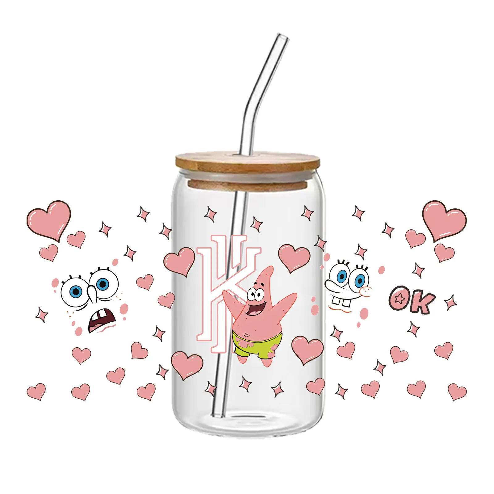 SpongeBob UV DTF Transfer Sticker Voor 16oz Libbey Glas Sticker Cup Wrap Decal DIY Permanente Zelfklevende Waterdicht