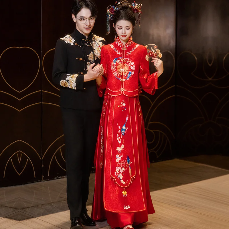 

Новинка 2024, платье невесты Xiuhe, свадебная одежда, элитная китайская тонкая одежда для тостов, маленькая женская одежда