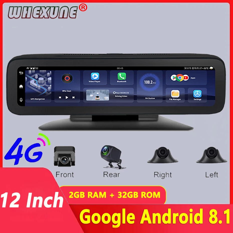 4 Cameras Channel 4G Android 8.1 Car Dash Cam GPS Navigation 1080P Auto Video Recorder Dashboard DVR WiFi App Remote Monitoring