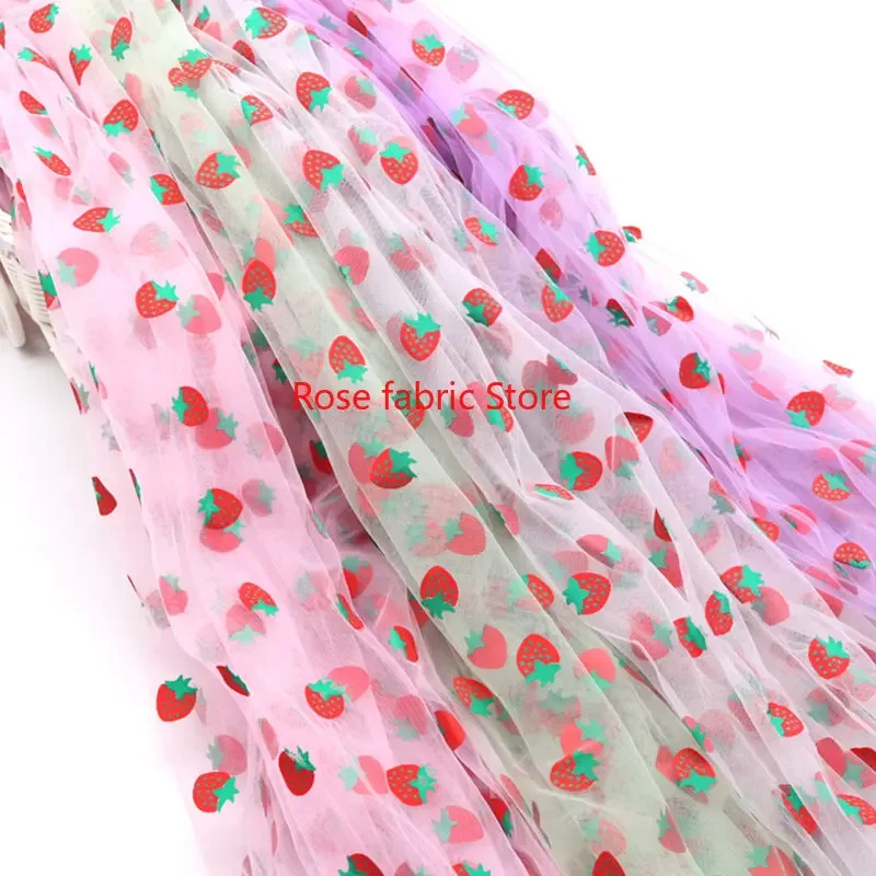 

10 colors beautiful strawberry pattern lace fabric soft tulle lace for Girl Dress Tutu Dress Summer Dress 1 yard
