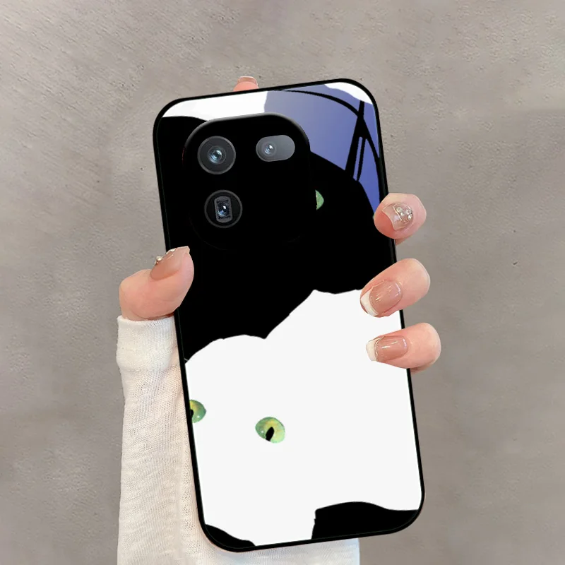 ل Vivo iQOO 12 Coque 12 Pro 5G موضة الزجاج المقسى الأسود الهاتف الزجاج الحال بالنسبة vivo iQOO 10 Pro Fundas 11S 11 غطاء الوفير