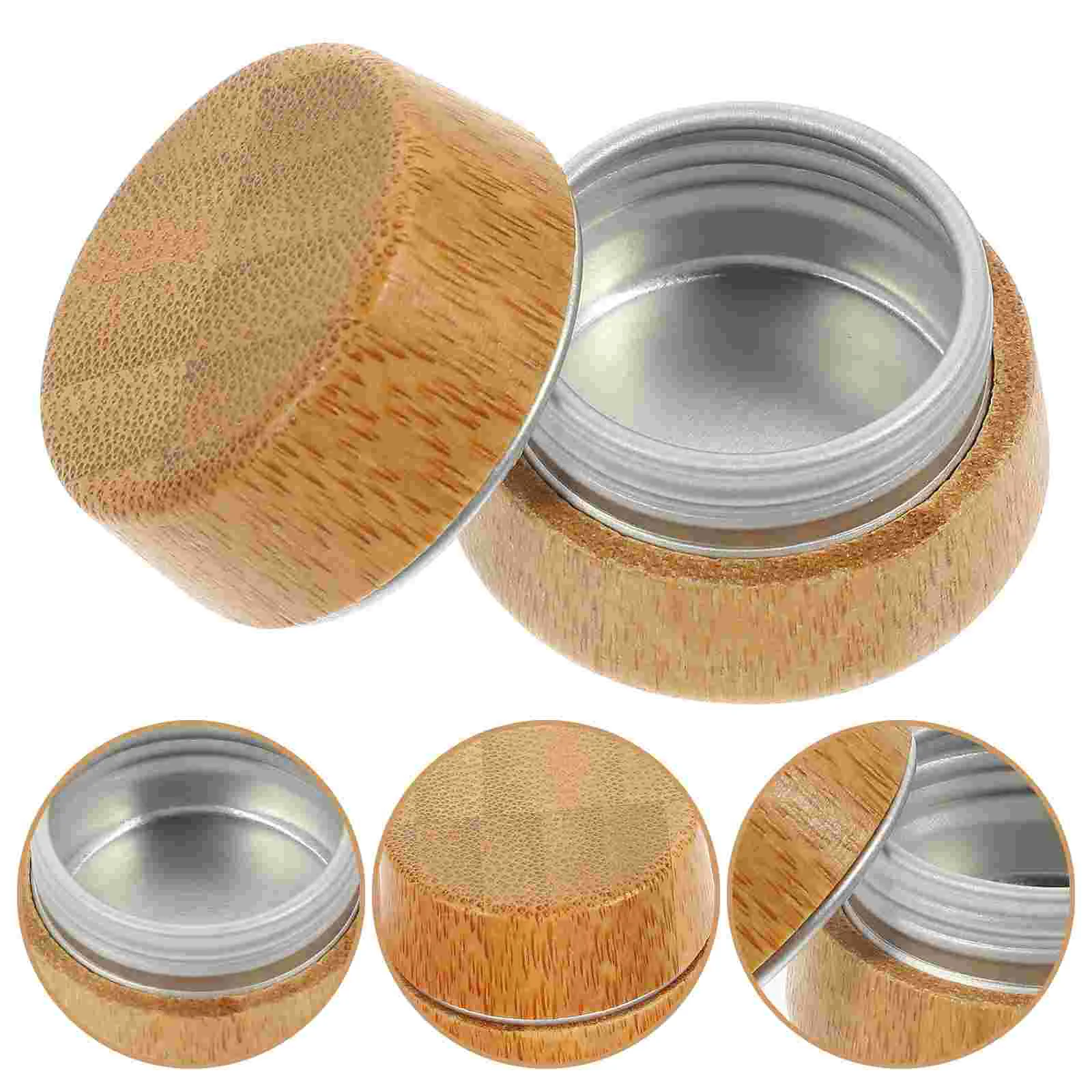 Round Jars with Lids Aluminum Tin Box Household Cream Case Reusable Portable Eye Screw Light Brown Daily Travel