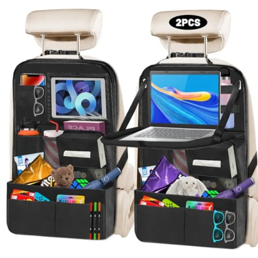 

Backseat Car Organizer with Table Tray12 Pockets Storage Organizer with Tablet Holder Car Seat Organizer with Car Tissue Holder