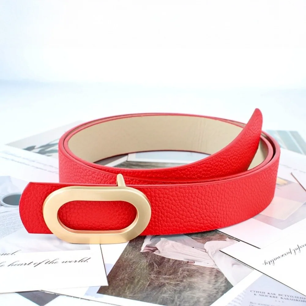 حزام جلدي بإبزيم دائري أنيق من جلد البولي يوريثان، حزام عريض عصري، أحزمة للسيدات متعددة الاستخدامات للنساء #2
