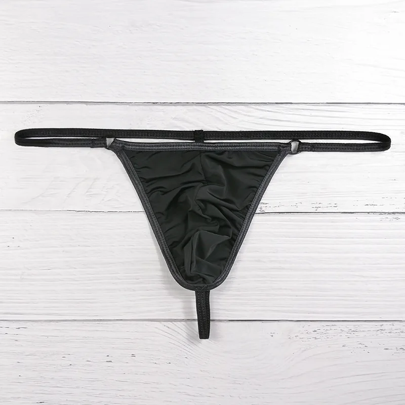 

Мужские эротические стринги с Т-образной спинкой для геев, сексуальные трусики с низкой посадкой и U-образной выпуклой сумкой, стринги из ледяного шелка с открытыми ягодицами, бикини Homme, быстросохнущие трусики
