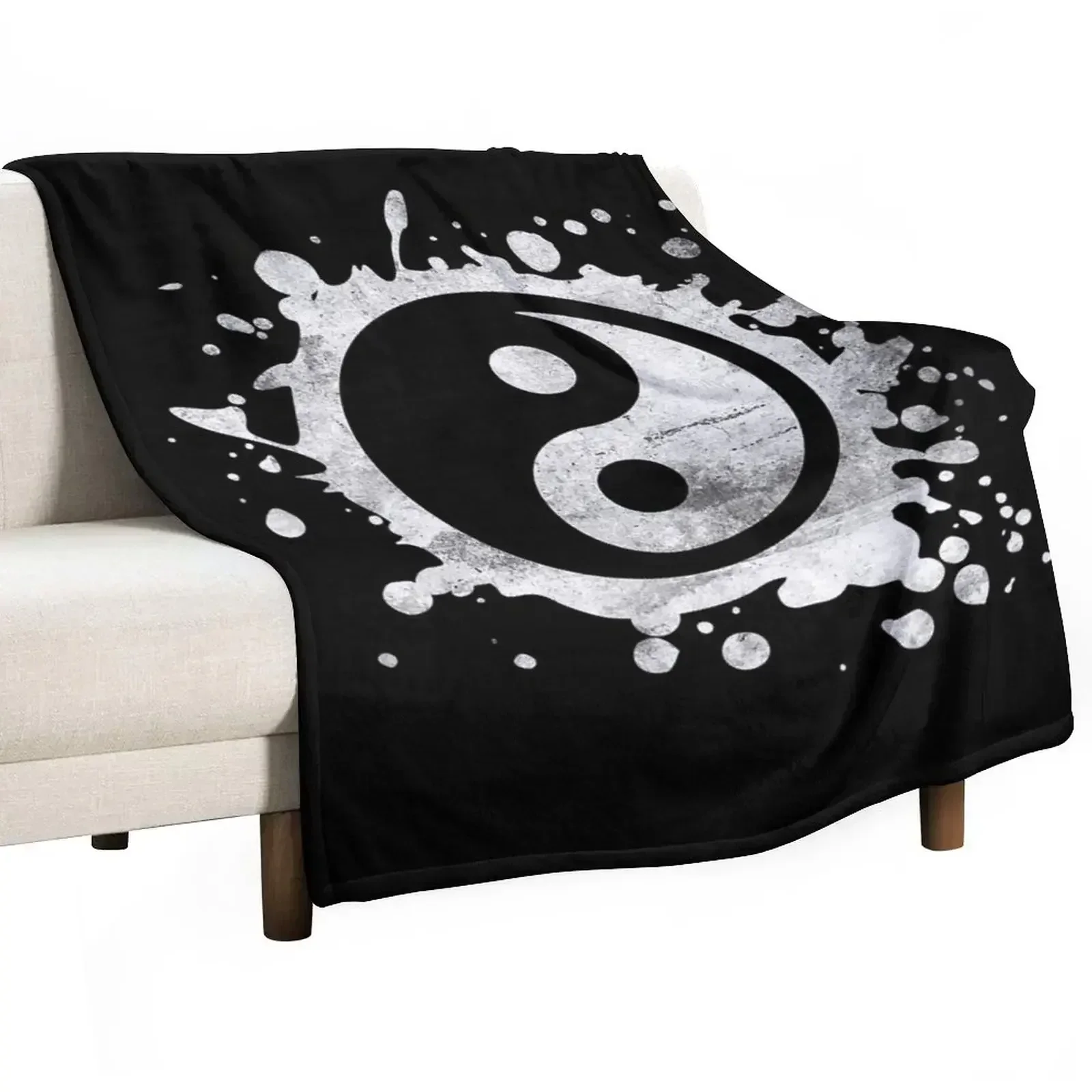 

Distressed Yin Yang Feng Shui Ying Yang Taoism Zen Buddhism T-Shirt Throw Blanket Warm Accent Blanket for Living Room Decoration