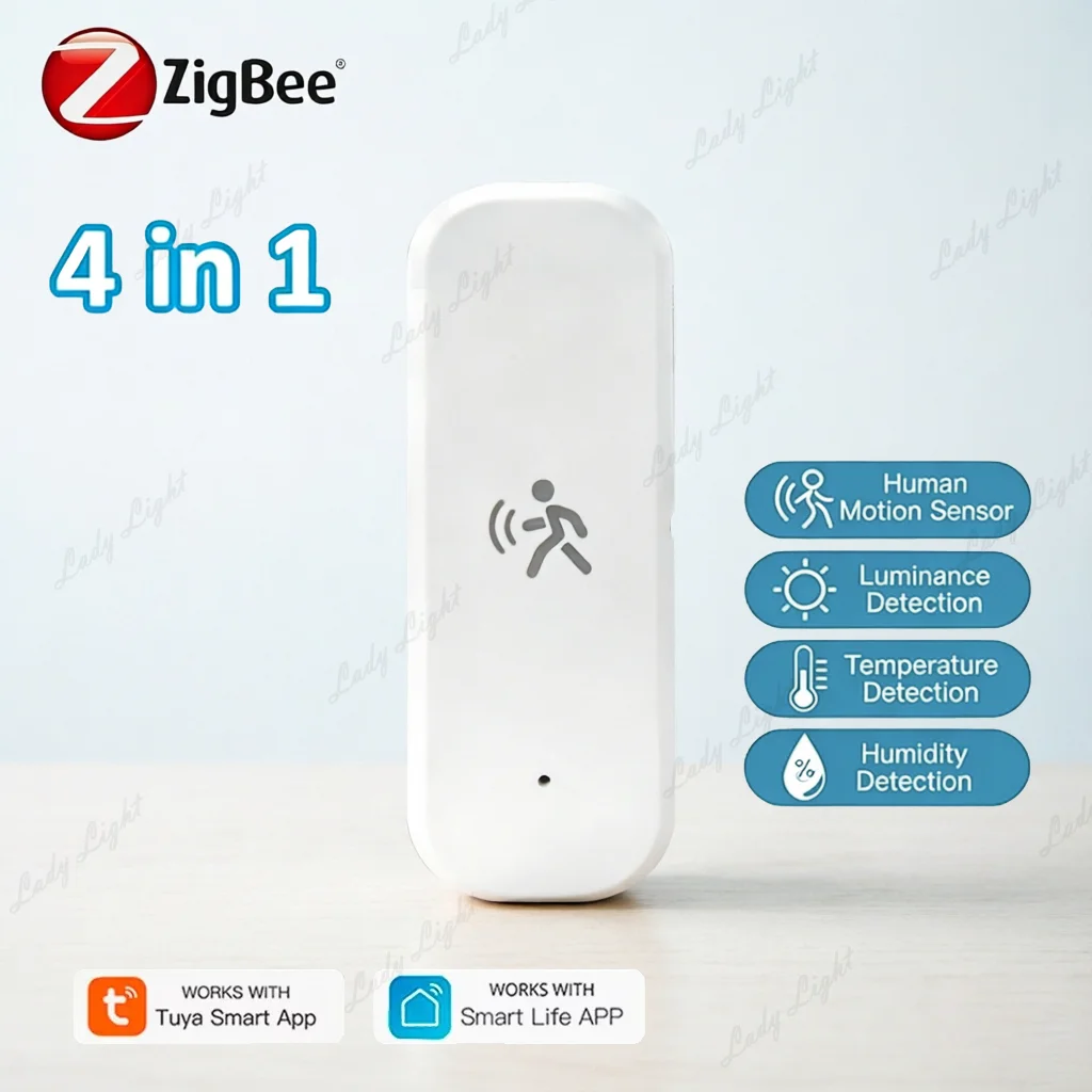 Tuya Zigbee Human Motion Sensor with MMWave Radar Motion Detector Temperature Humidity Luminance Smart Life App Control