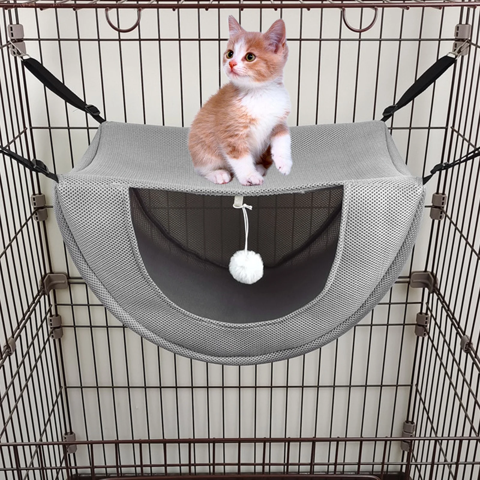 Hamaca tipo jaula para gatos, cama colgante transpirable, decorativa peculiar, atrae mascotas, cómoda, resistente a los arañazos, tienda larga para mascotas