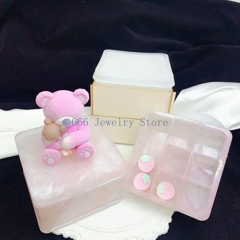 F2TD Lipstick Storage Box DIY Handmade Silicone Mold for Crystal Epoxy Resin Molds Stackable Jewelry Box Pigment Bottle Mould