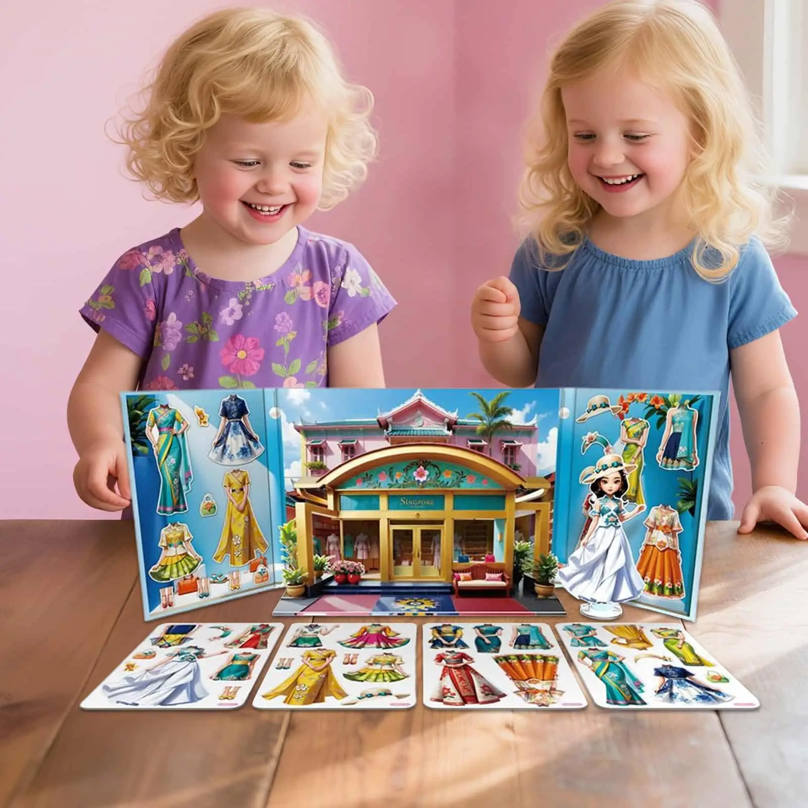 마그네틱 드레스업 공주 자석 종이 인형 스티커 교육용 장난감 어린이 소녀 유아 여행 게임 파티용