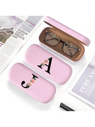 Glasses Case Hard Shell - PU Leather A-Z Letter Eyeglass Case ID Alphabet Charm Eyeglasses Case for Sunglasses Eye Glasses Case