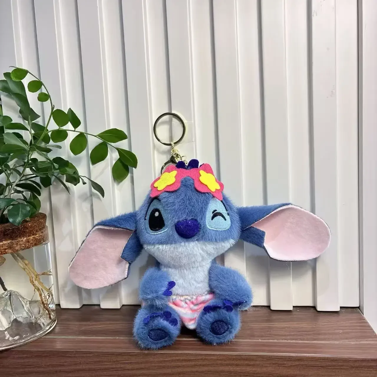 Disney Cute Stitch Summer Vacation Series Doll Pendant Keychain Stitch Bookbag Pendant Gift Doll