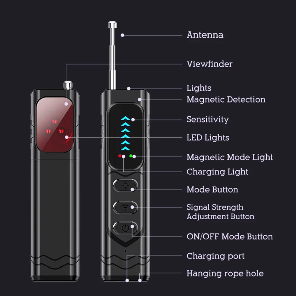T17 안티 카메라 탐지기 업그레이드 된 안티 스파이 가제트 GPS 추적기 파인더 버그 탐지기 무선 RF 신호 적외선 스캐너