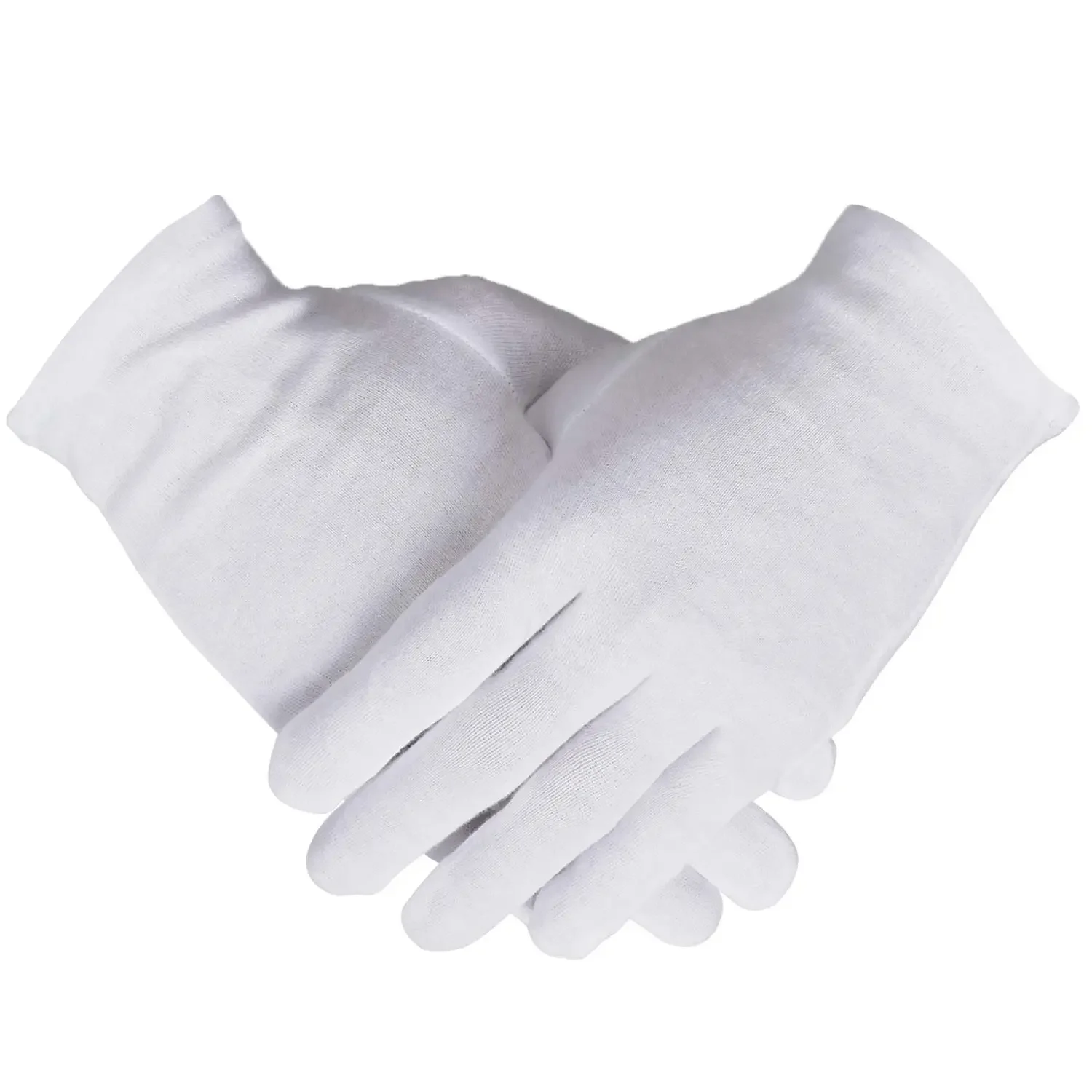 12 Pairs White Cotton Gloves For Dry Hands Moisturizing Eczema Inspection Work Gloves Washable Stretchable Cloth Gloves