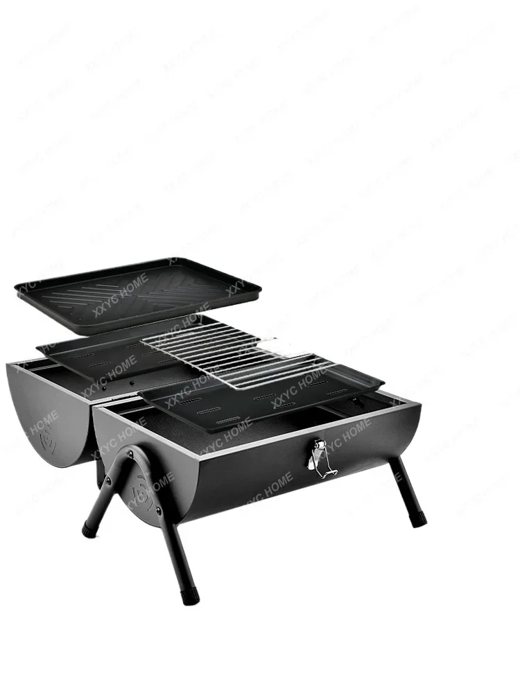 Outdoor Camping Fold Portable Household Stainless Steel Multifunctional Carbon Grill Charcoal Grill Barbecue Shelf