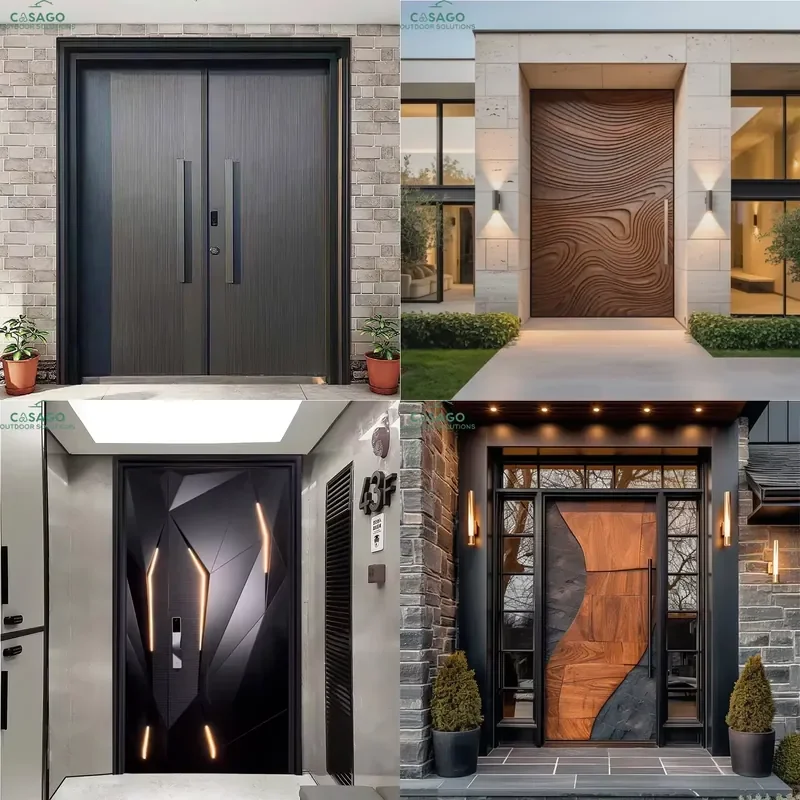Custom Aluminum Alloy Front Door with Frame, Waterproof Modern Exterior Entrance