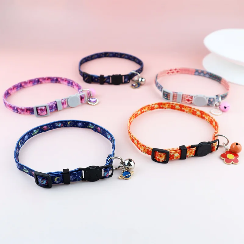 Boho Ethnic Cat Collar Adjustable Cat Collar with Bells and Delicate Pendants Loss Prevention Pet Collar for Kittens and Puppies