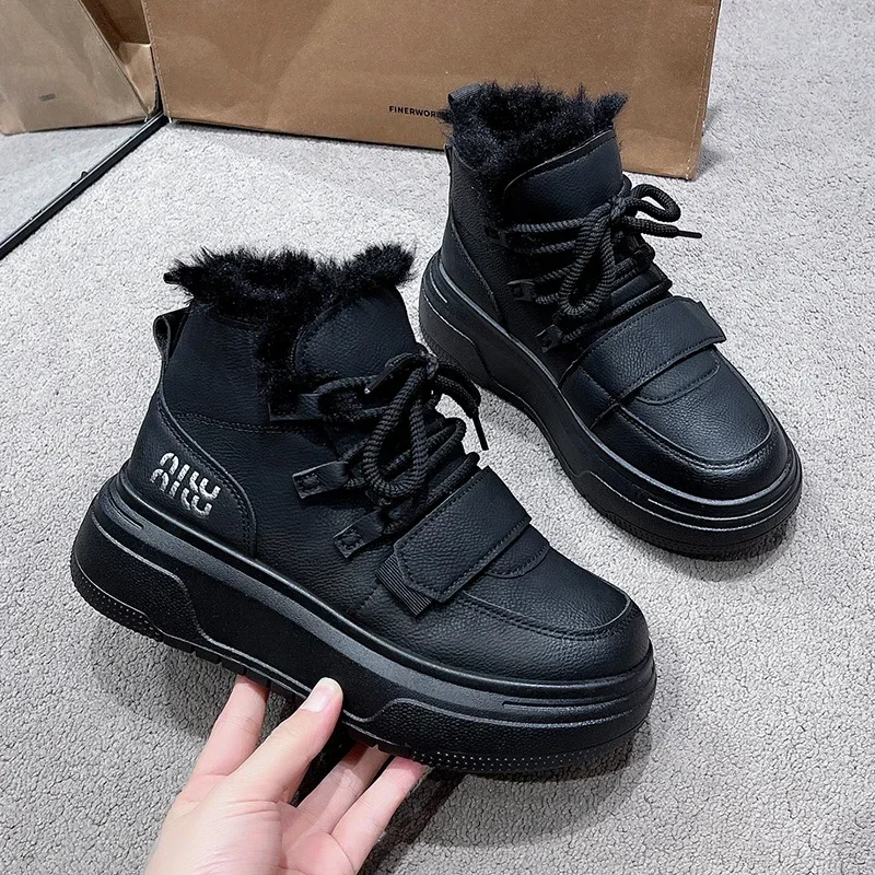 2023 novo designer botas de neve das mulheres inverno curto pelúcia quente tornozelo botas sapatos planos sola grossa sapatos casuais botas femininas