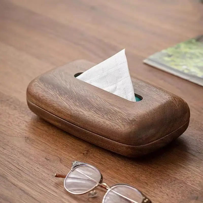 Taschentuchbox-Abdeckung aus Walnussholz – modernes Vintage-Design, hochwertiges Holz, für Schreibtisch- und Badezimmerdekoration. Einfache Nachfüllung, polierte Oberfläche – Detail 7