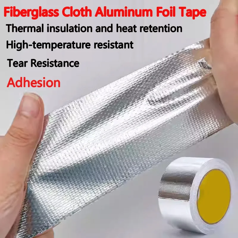 

Fiberglass Cloth Aluminum Foil Tape, High-Temperature Resistant Aluminum Foil Tape, Heat Insulation and Thermal Protection, Thic