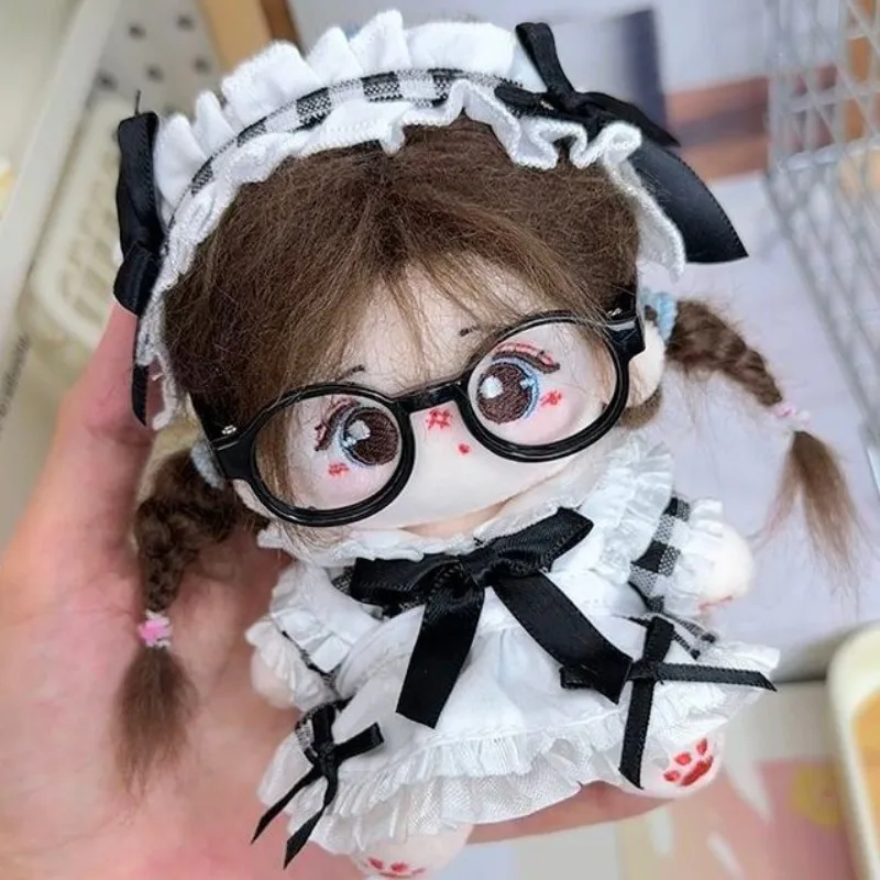 

10cm maid outfit, cotton doll outfit, hair accessories, bib, checkered maid skirt set, plush toy dress change