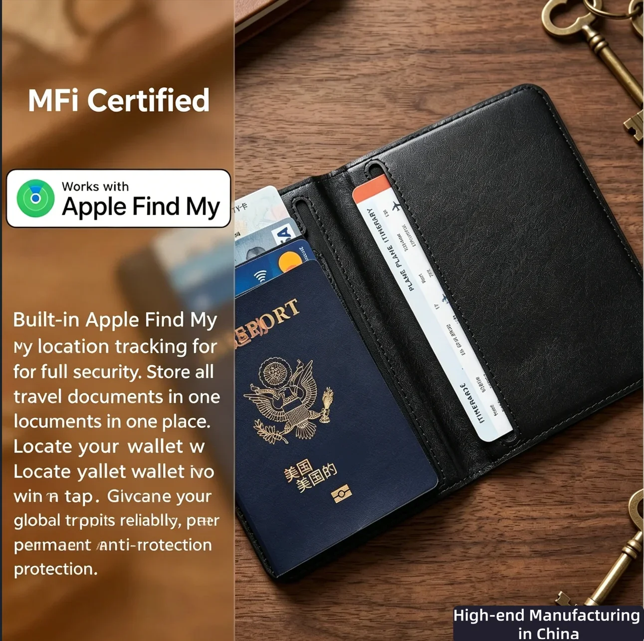 Card‑holder Anti‑lost Tracker Anti-theft Smart Passport Holder Positioning Device For Apple Find My Anti Lost Device Precise