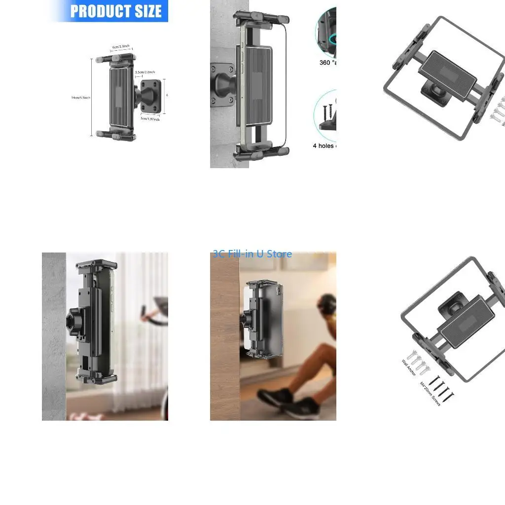 G8TA Universal Wall Mounting Support System Includes Hardware For Smartphones Tablets 4.7-15 Inch Heavy Duty ABS Construction