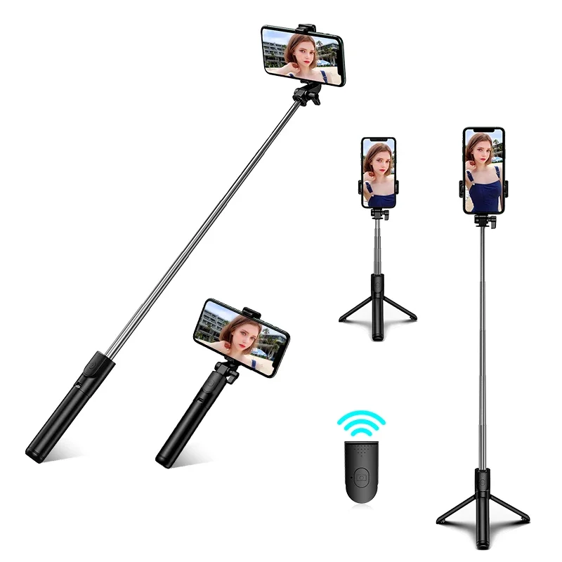 aluminum mobile stand invisible tripod wireless selfie stick 360 rotation for live phone selfie