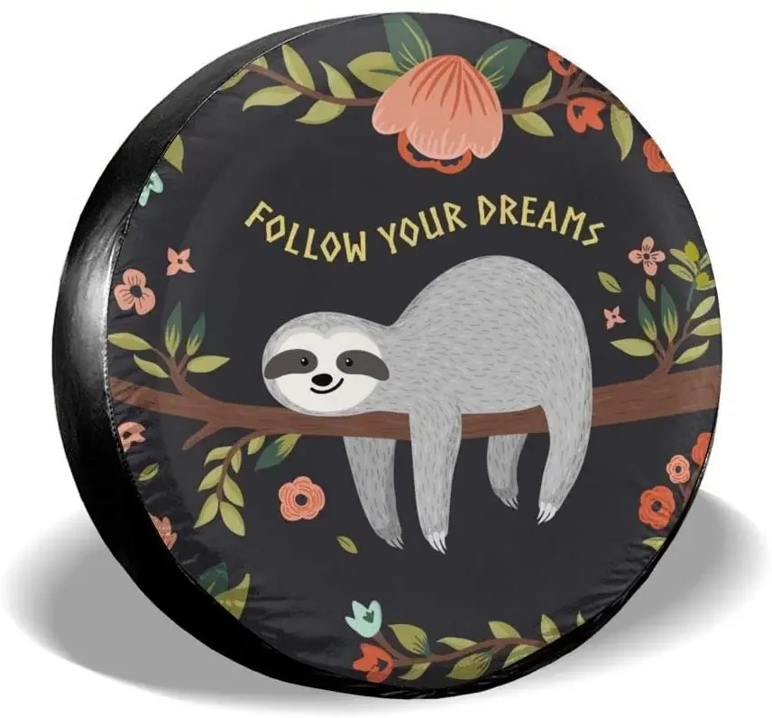 

Delerain Funny Sloth Print Spare Tire Covers Waterproof Dust-Proof Spare Wheel Cover Universal Fit for , Trailer, RV, SUV, T