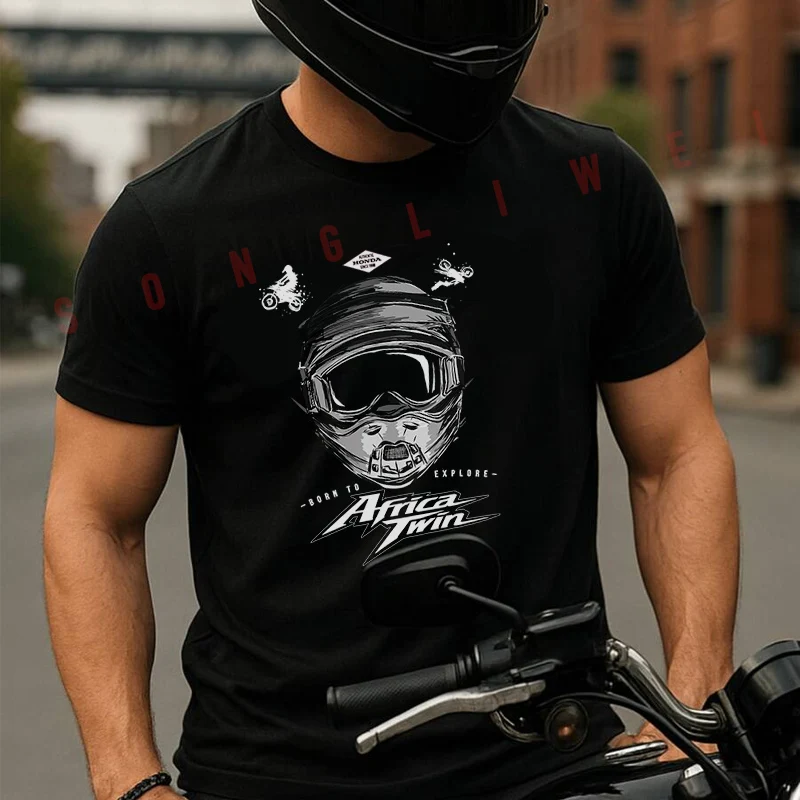 

Africa Twin Motorbike Adventure Moto T-Shirt Cotton Motorrad Fans New Fashion Summer Men Short Sleeve O-Neck Tees