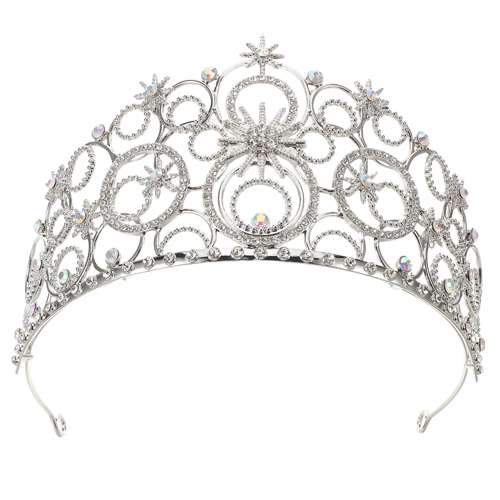 

Сверкающая серебряная хрустальная корона-ободок для невесты, свадебная тиара, повязка для волос, для выпускного вечера, дня рождения, фестиваля