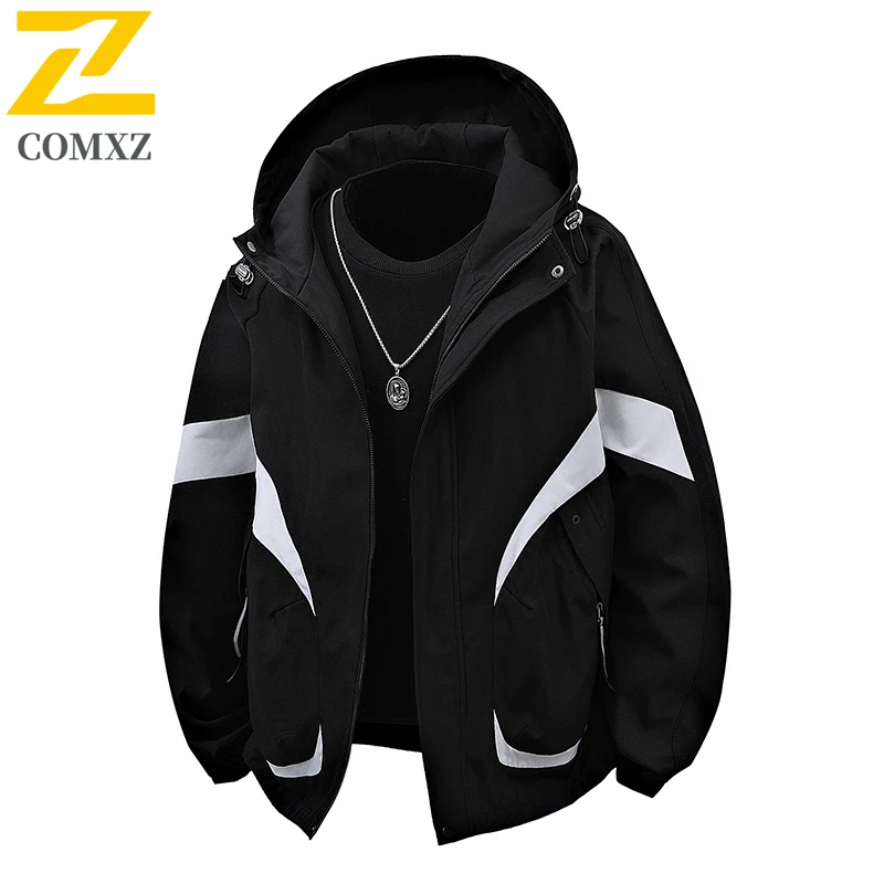 

Men Casual Jacket 2025 Spring and Autumn New Windproof Waterproof Breathable Loose Hooded Jacket Outdoor Commuting Travel Jacket