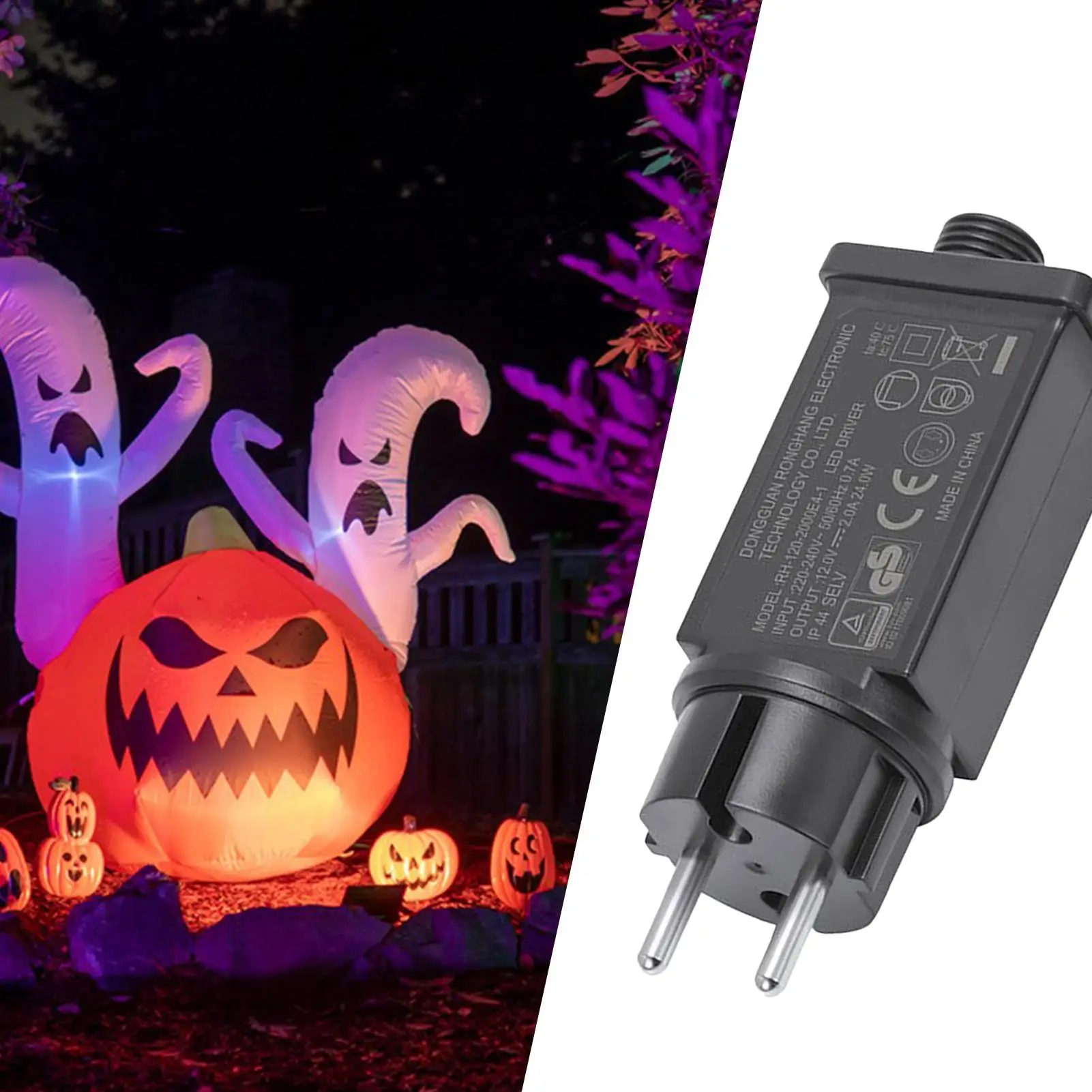 

EU Plug LED Light Power Supply Adapter IP44 Waterproof Fairy Lights Power Adapter Transformer For Outdoor Yard Inflatables